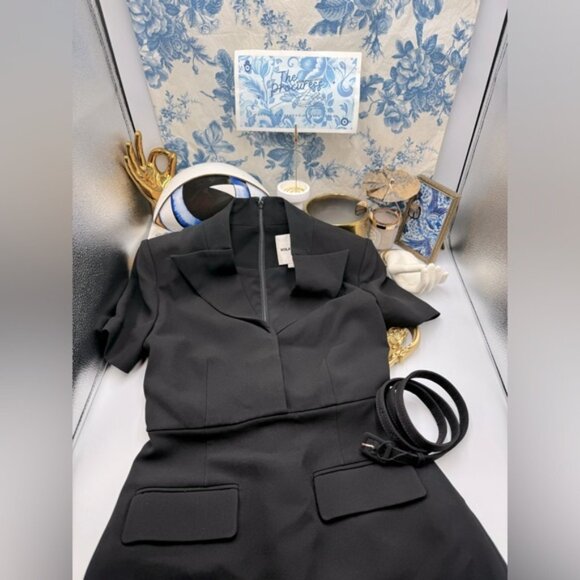 🆕 ROLAND MOURET 🧿 NWOT Belted Cady Midi Dress, Black - Sz UK 6 / US 2 - Picture 2 of 16